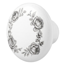 Eenvoudige bloemenring van rozen keramische knop
