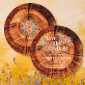 Eenvoudige bloemenrustieke houten boom Bark bruilo Save The Date