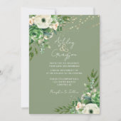 Eenvoudige bloemensalie Groene bruiloft Kaart (Voorkant)