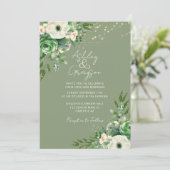 Eenvoudige bloemensalie Groene bruiloft Kaart (Staand voorkant)