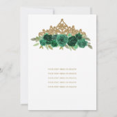 Eenvoudige bloemensmaragd groen goud kroon quincea kaart (Achterkant)