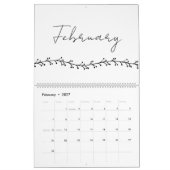 Eenvoudige bloementakken handschrift Kalender (Feb 2027)