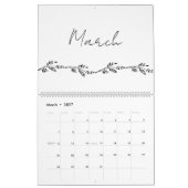 Eenvoudige bloementakken handschrift Kalender (Mar 2027)