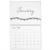 Eenvoudige bloementakken handschrift Kalender (Jan 2027)