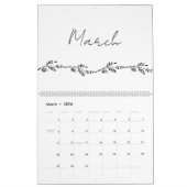 Eenvoudige bloementakken handschrift Kalender (Mar 2026)