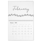 Eenvoudige bloementakken handschrift Kalender (Feb 2026)