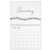 Eenvoudige bloementakken handschrift Kalender (Jan 2026)