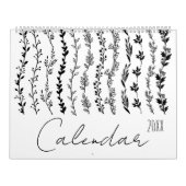 Eenvoudige bloementakken handschrift Kalender (Hoes)