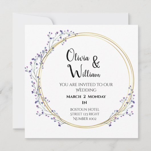 Eenvoudige bloementrouwkaart uitnodiging (Voorkant)