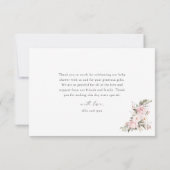 Eenvoudige bloementypografie Roze Baby shower Bedankkaart (Achterkant)