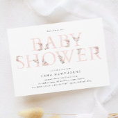 Eenvoudige bloementypografie Roze Baby shower Kaart