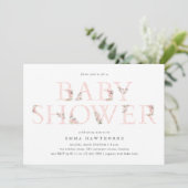 Eenvoudige bloementypografie Roze Baby shower Kaart (Staand voorkant)
