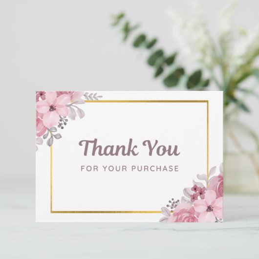 Eenvoudige bloemenzaken Dank u kaart Notitiekaartje (Staand voorkant)