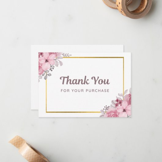 Eenvoudige bloemenzaken Dank u kaart Notitiekaartje (Voorkant / Achterkant in situ)