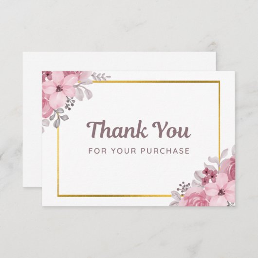 Eenvoudige bloemenzaken Dank u kaart Notitiekaartje (Voorkant / Achterkant)