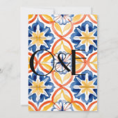 Eenvoudige bloemenzomer Spaans betegelde bruiloft Kaart (Achterkant)