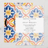 Eenvoudige bloemenzomer Spaans betegelde bruiloft Kaart (Voorkant / Achterkant)