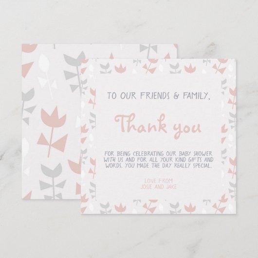 Eenvoudige bloemetjes baby shower zacht pastel kaart (Voorkant / Achterkant)