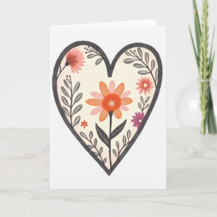 Eenvoudige bloemhartkaart kaart