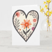 Eenvoudige bloemhartkaart kaart (Gele Bloem)
