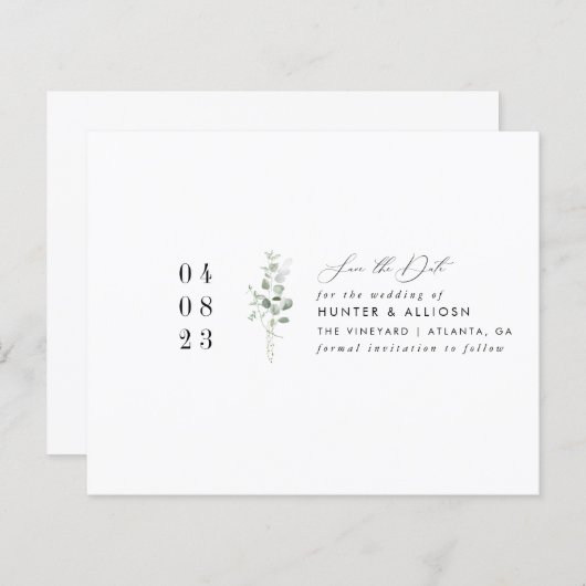 Eenvoudige Bloemige Bewaar de Datum (Voorkant / Achterkant)