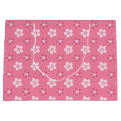 Eenvoudige bloemige effen roze patroon retro klein groot cadeauzakje (Voorkant)