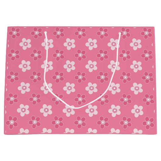 Eenvoudige bloemige effen roze patroon retro klein groot cadeauzakje (Voorkant)