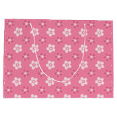 Eenvoudige bloemige effen roze patroon retro klein groot cadeauzakje (Achterkant)
