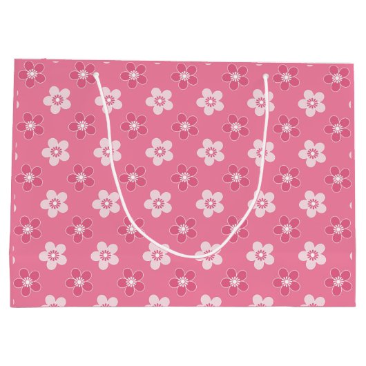 Eenvoudige bloemige effen roze patroon retro klein groot cadeauzakje (Achterkant)