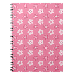 Eenvoudige bloemige effen roze patroon retro klein notitieboek