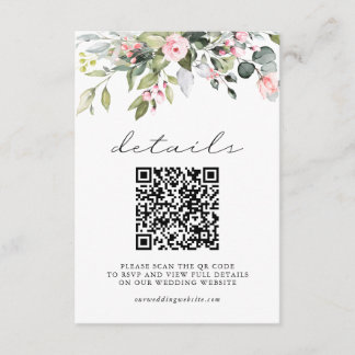 Eenvoudige Bloemige Eucalyptusbladeren QR-code Bru Informatiekaartje