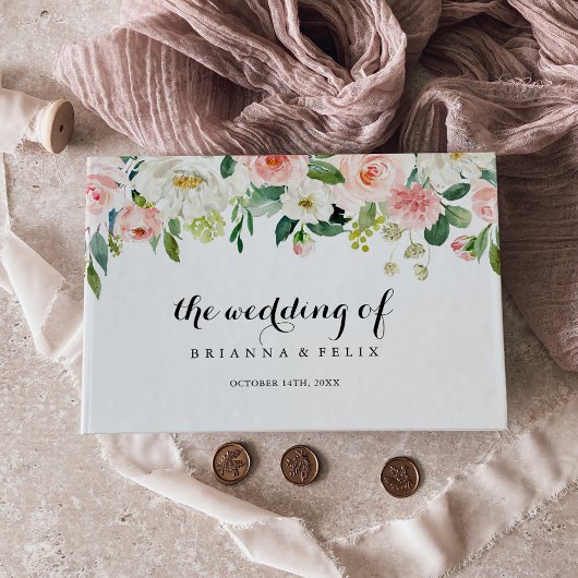 Eenvoudige Bloemige Groene Bladeren Calligrafie Br Gastenboek