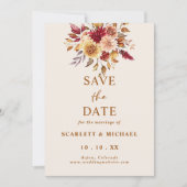 Eenvoudige bloemige Herfst Sla de datum op Kaart (Voorkant)