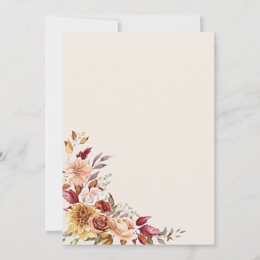 Eenvoudige bloemige Herfst Sla de datum op Kaart (Achterkant)