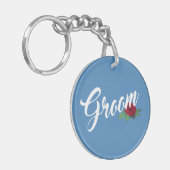 Eenvoudige bloemige kalligrafie bruiloftssleutelha sleutelhanger (Voorkant Links)