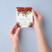 Eenvoudige bloemige kerstfeest uitnodigingsmenu flyer (Hand)