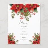 Eenvoudige bloemige kerstfeest uitnodigingsmenu flyer (Achterkant)