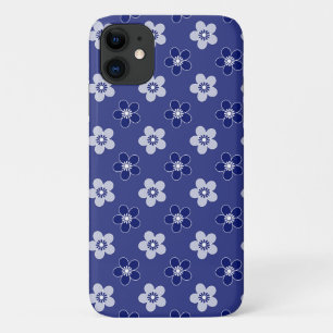 Eenvoudige bloemige massief blauw patroon retro kl Case-Mate iPhone case