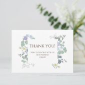Eenvoudige bloemige minimalistische trouwhartjes bedankkaart (Staand voorkant)