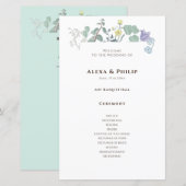 Eenvoudige bloemige minimalistische trouwprogramma (Voorkant / Achterkant)