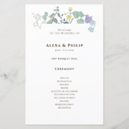 Eenvoudige bloemige minimalistische trouwprogramma