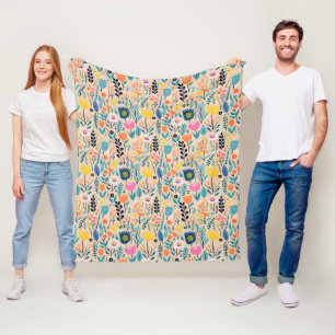 Eenvoudige Bloemige Moderne Illustratie van Volksk Fleece Deken