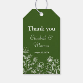 Eenvoudige bloemige olijfgroene cadeaukaartjes cadeaulabel