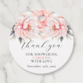Eenvoudige bloemige pioenen blush roze VRIJGEZELLE Bedankjes Labels (Voorkant)