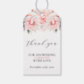 Eenvoudige bloemige pioenen blush roze VRIJGEZELLE Cadeaulabel (Voorkant)