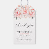 Eenvoudige bloemige pioenen blush roze VRIJGEZELLE Cadeaulabel (Achterkant)