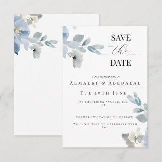 Eenvoudige bloemige Save the Date-huwelijkskaart Date