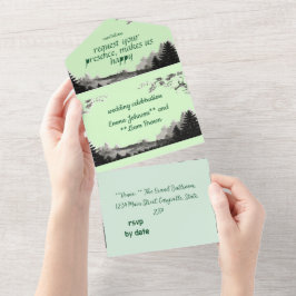eenvoudige bloemige trouwkaart all in one uitnodiging
