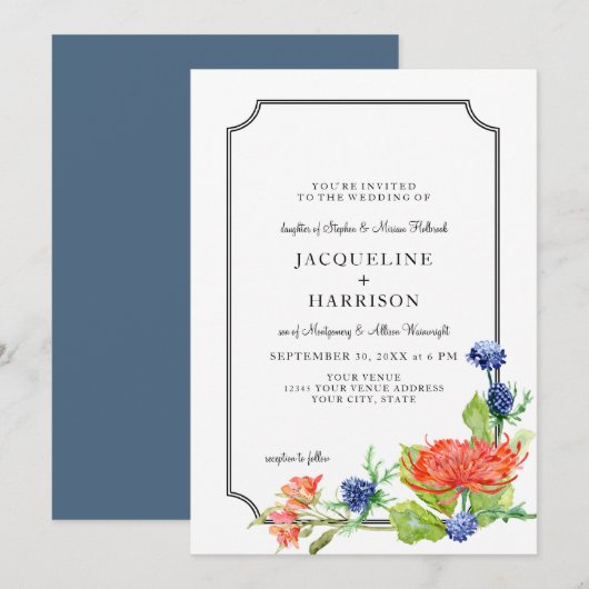 Eenvoudige bloemige waterverf herfst oranje chrysa kaart (Voorkant / Achterkant)