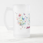 Eenvoudige bloemige Waterverf monogram bij Matglas Bierpul (Links)